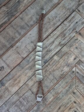 UNO de 50 Energy+ Mens Brown Braided Leather Bracelet with Silver Accents